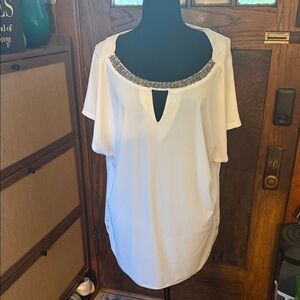 Maurices White Blouse with Silver Detailing